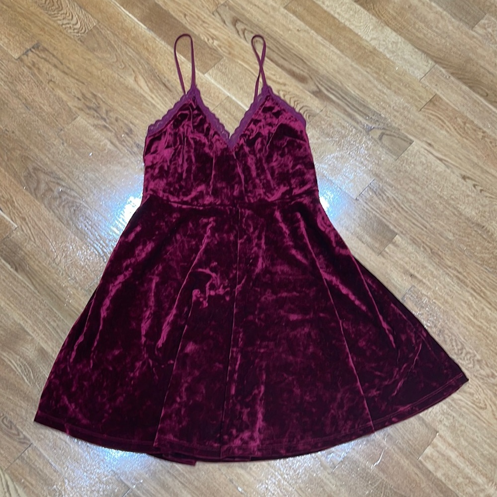 Gorgeous burnt red velvet cocktail skater dress
